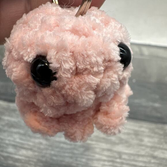 Handmade Pink Octopus Crocheted Amigurumi Key Chain With Clip {KK} - Picture 8 of 8